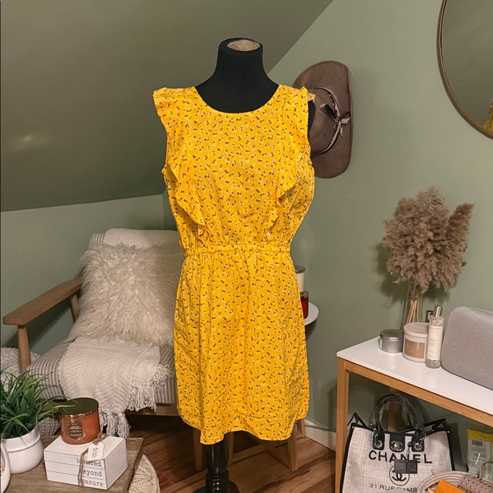 City Streets Yellow Floral Mini Dress